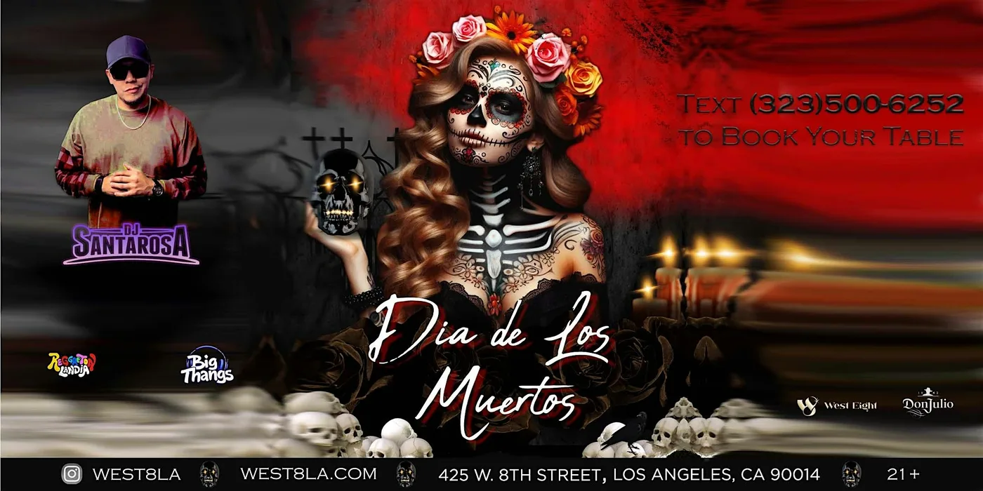 Dia de los Muertos flyer for Saturday November 1, 2025 at West Eight